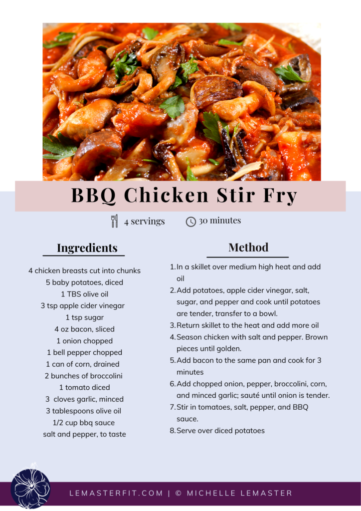 BBQ chicken stir fry recipe. 